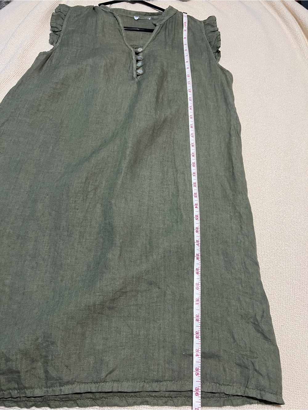 Italian Linen Ruffle Sleeve Dress - Picture 6 of 7
